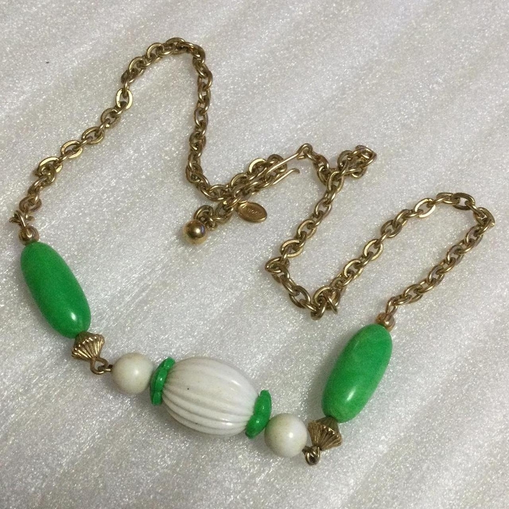 Gold and Green Avon Necklace